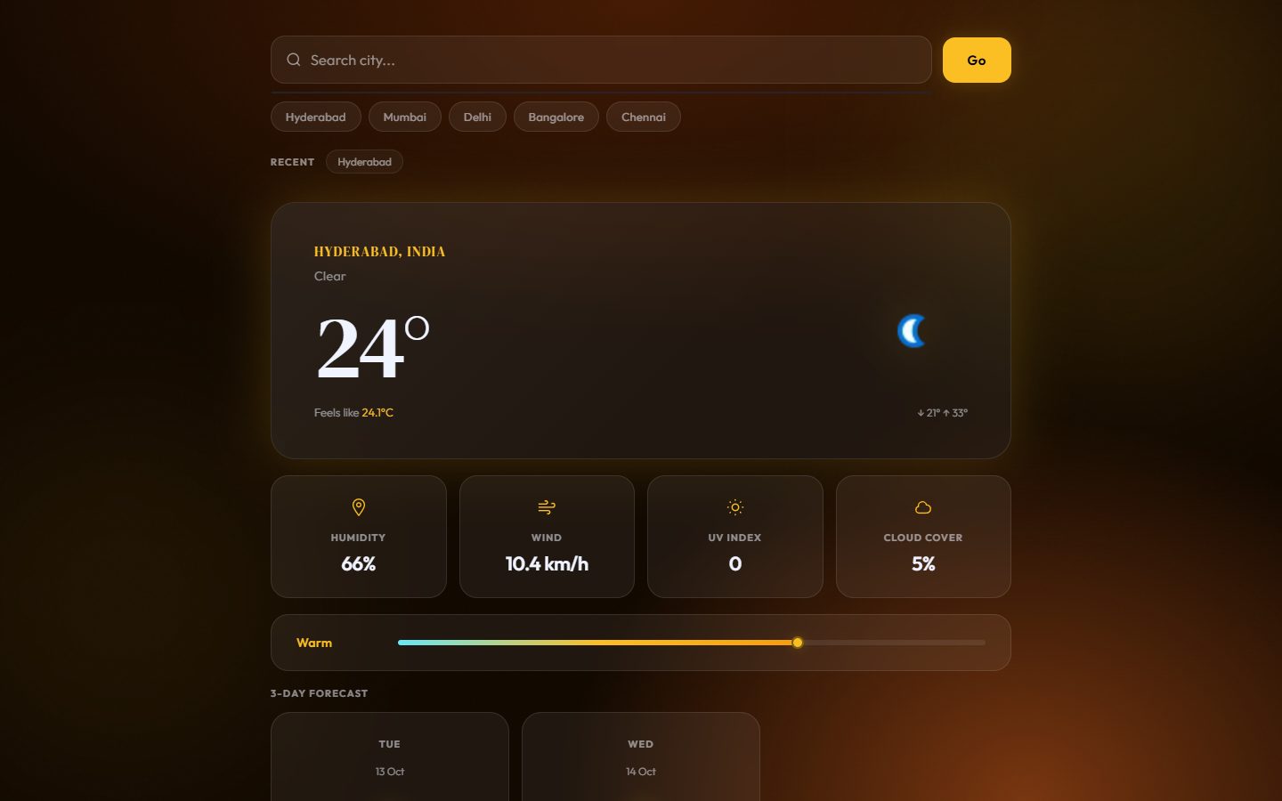 Screenshot of Weather App